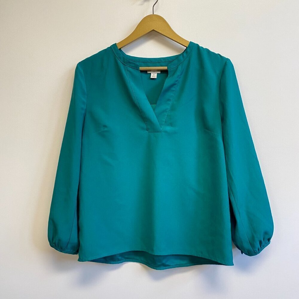 J. Crew Green V Neck Blouse